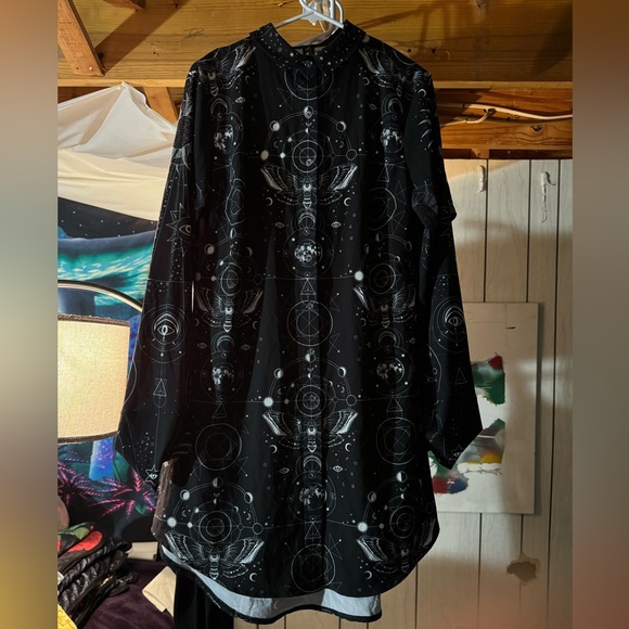 BLACKMILK SACRED MOON LONG SLEEVE BUSINESS TIME SHIRT DRESS - Picture 2 of 5